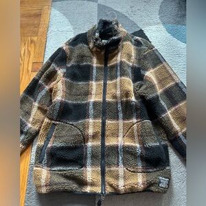 Scott Plaid Fleece Jacket - Black and Brown
